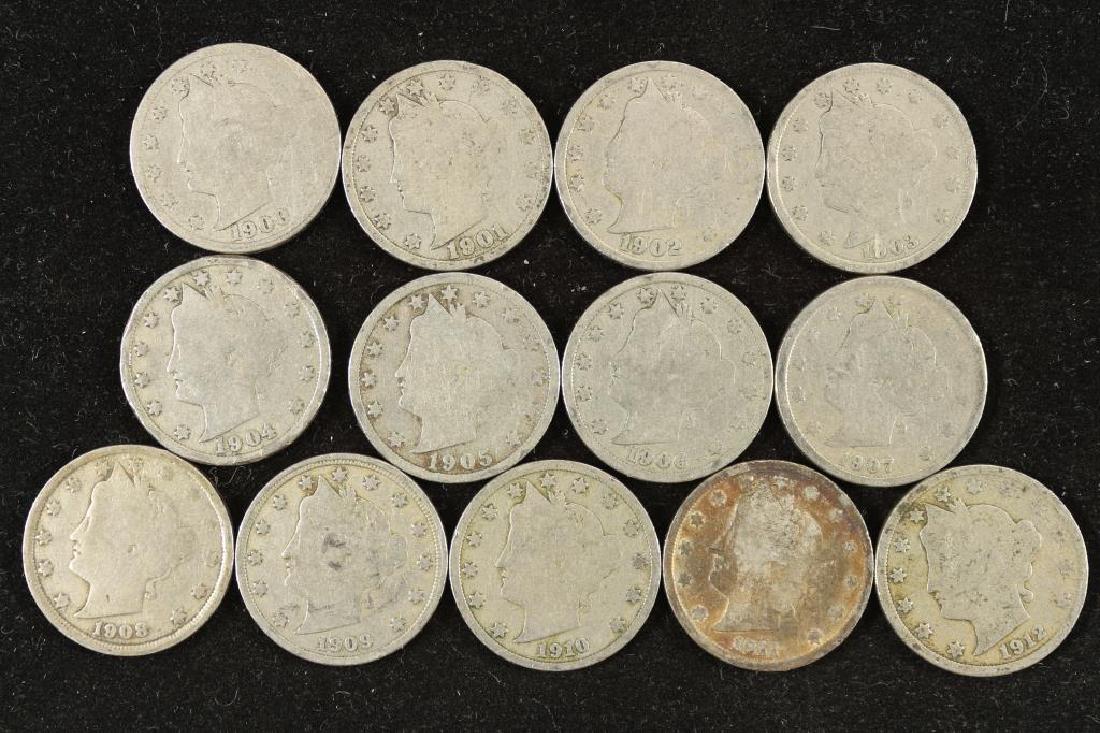 1900-1912 LIBERTY "V" NICKELS 13 COINS ALL (1 of 2)