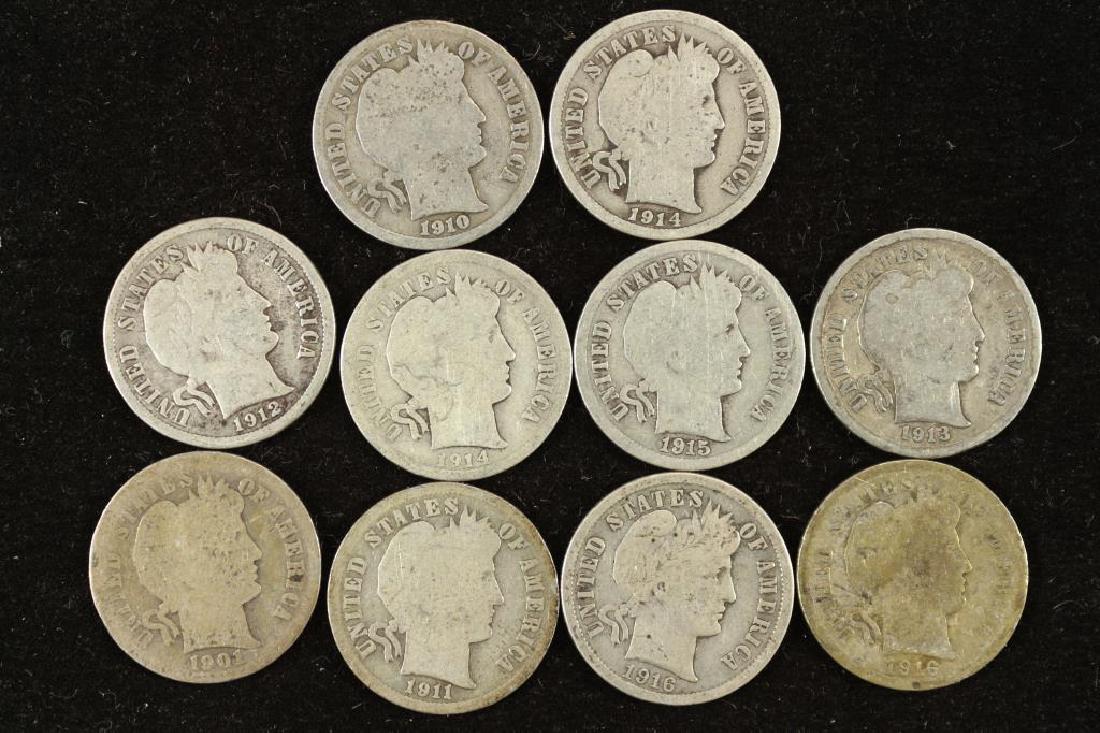 10 ASSORTED BARBER DIMES (1 of 2)
