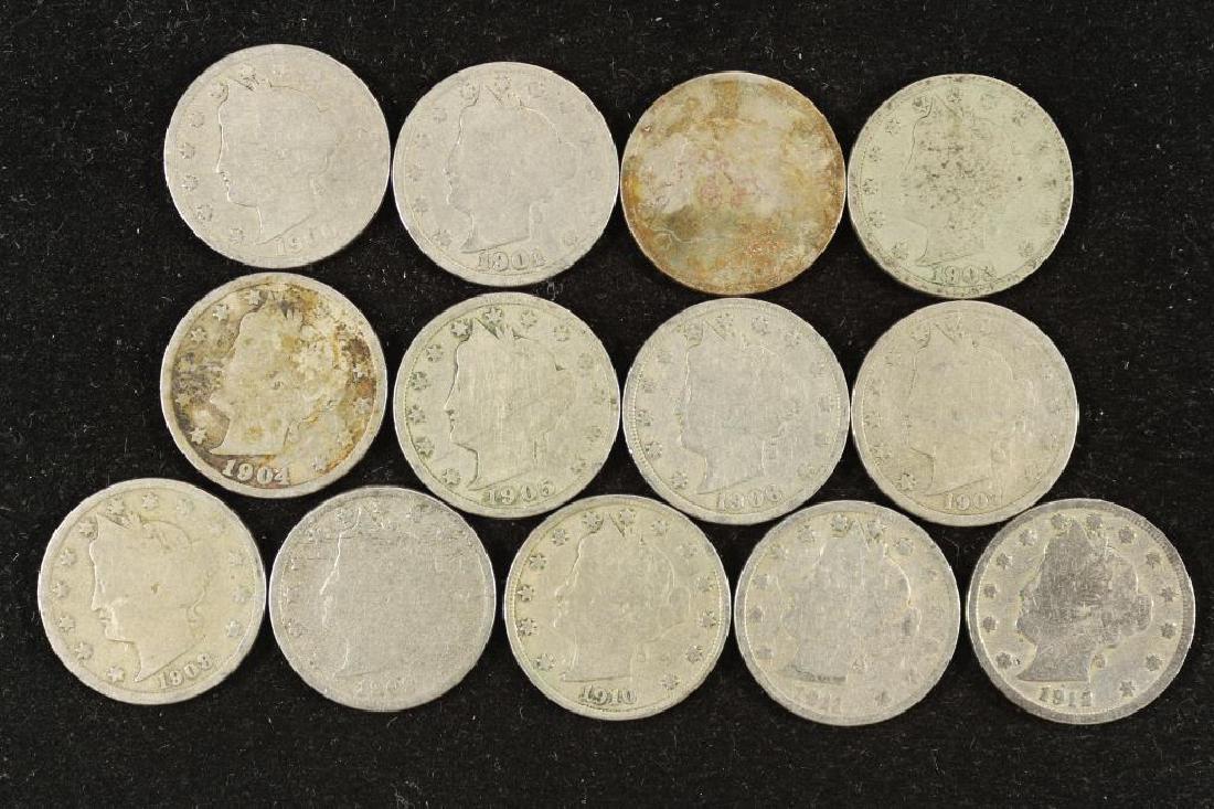 STARTER SET OF LIBERTY "V" NICKELS 13 COINS (1 of 2)