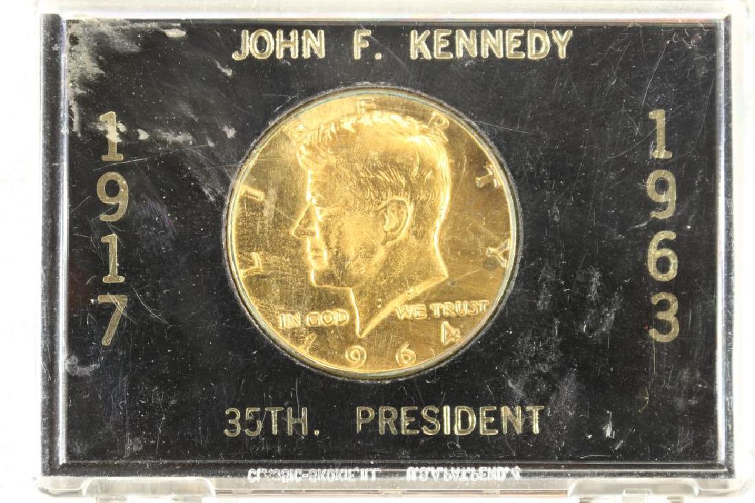 1964 GOLD PLATED 90% SILVER KENNEDY HALF DOLLAR: You must call or email us your credit card directly. Our phone number is 1-763-862-8302 and our email is bidalotauction@aol.com. Thanks.