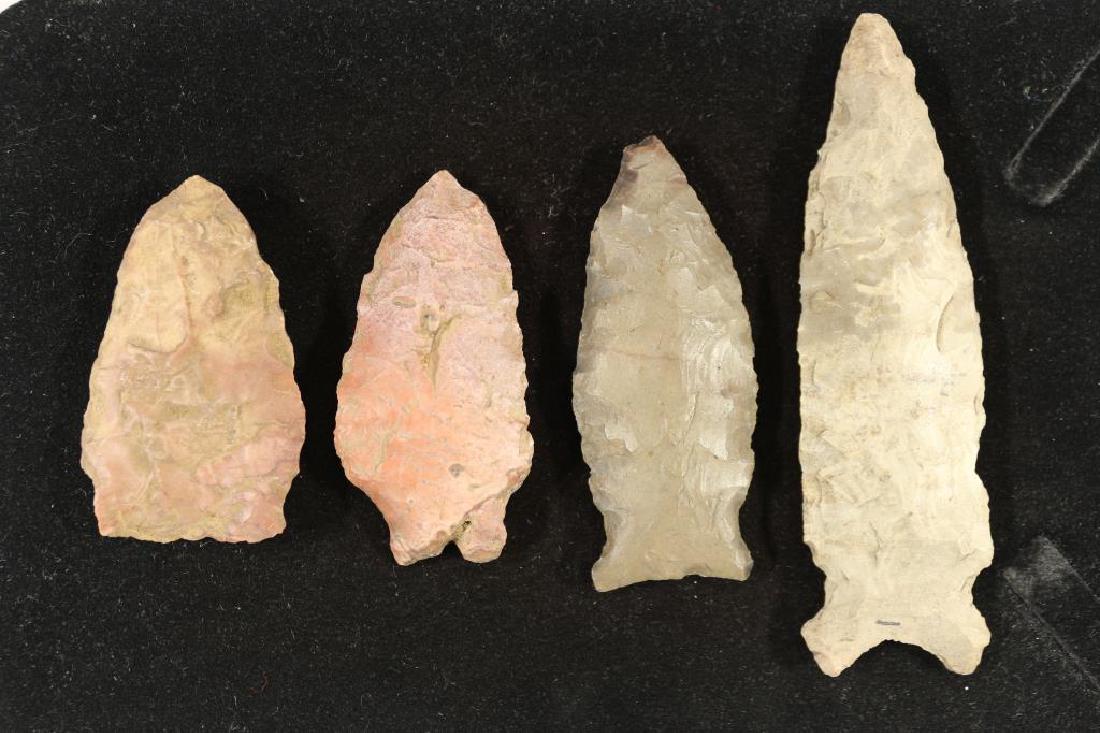 4 ASSORTED 2"-3 1/2" STONE ARROWHEADS (1 of 2)
