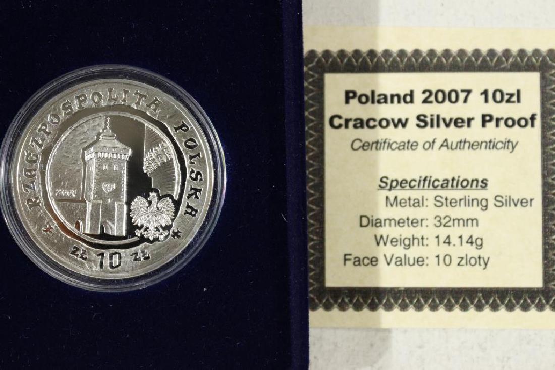 2007 POLAND 10 ZLOTY CRACOW SILVER PROOF: You must call or email us your credit card directly. Our phone number is 1-763-862-8302 and our email is bidalotauction@aol.com. Thanks.