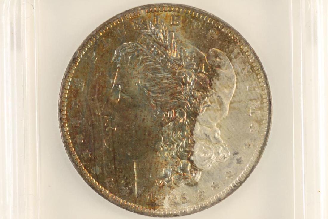 1885-O MORGAN SILVER DOLLAR ICG MS64 TONED: You must call or email us your credit card directly. Our phone number is 1-763-862-8302 and our email is bidalotauction@aol.com. Thanks.