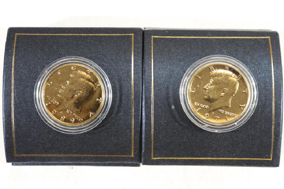1971-D & 1989-D GOLD PLATED KENNEDY HALF DOLLARS: You must call or email us your credit card directly. Our phone number is 1-763-862-8302 and our email is bidalotauction@aol.com. Thanks.