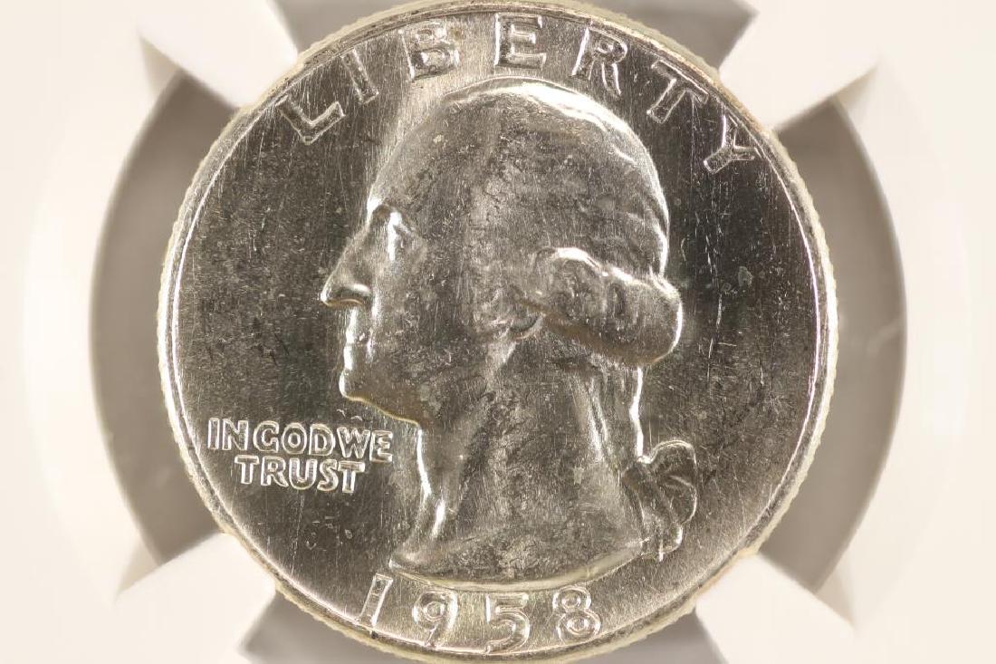 1958 WASHINGTON SILVER QUARTER NGC MS62 (1 of 3)