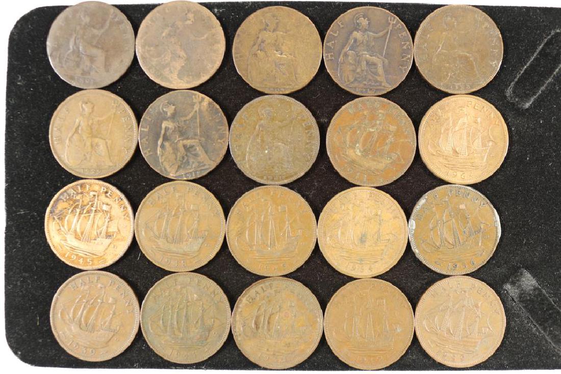 20 ASSORTED 1891-1964 GREAT BRITAIN HALF PENNIES: You must call or email us your credit card directly. Our phone number is 1-763-862-8302 and our email is bidalotauction@aol.com. Thanks.
