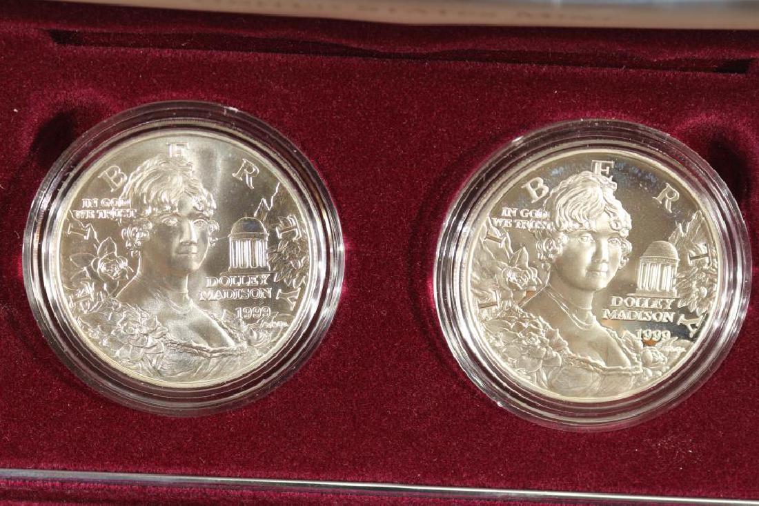 1999-P DOLLEY MADISON 2 SILVER DOLLAR SET PF & UNC (1 of 3)