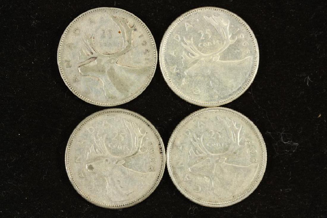 4 ASSORTED CANADA SILVER 25 CENTS (1 of 2)