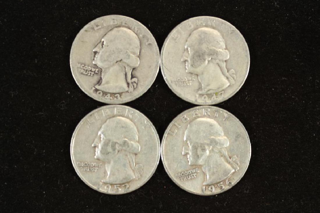 1943-D,47-D,52-D & 56 WASHINGTON SILVER QUARTERS (1 of 2)