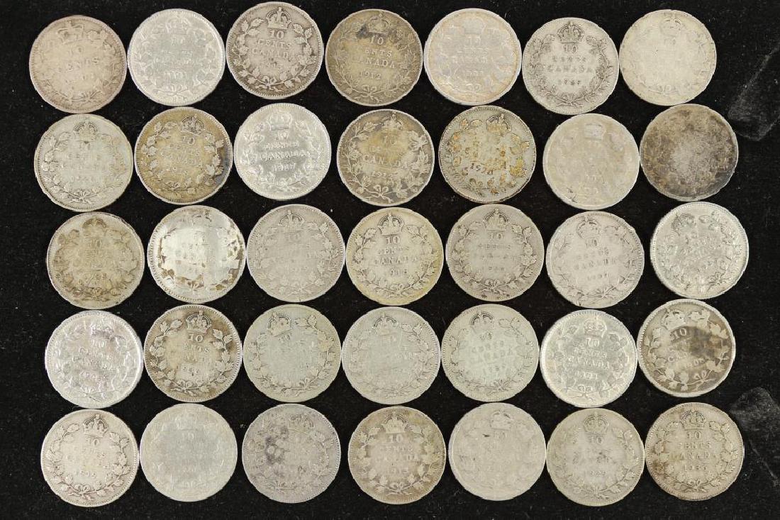 35 ASSORTED CANADA SILVER 10 CENTS DATES RANGE (1 of 2)