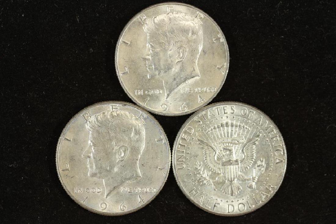 3-1964 90% SILVER KENNEDY HALF DOLLARS (1 of 2)