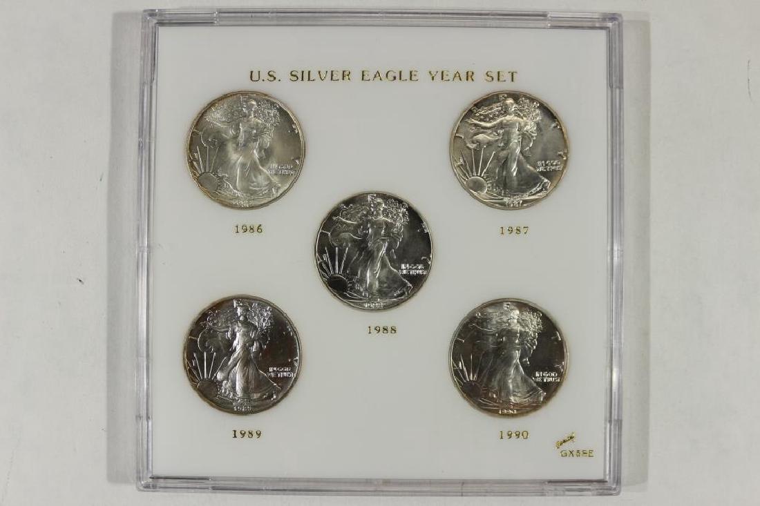 1986-1990 AMERICAN SILVER EAGLE YEAR SET UNC (1 of 2)