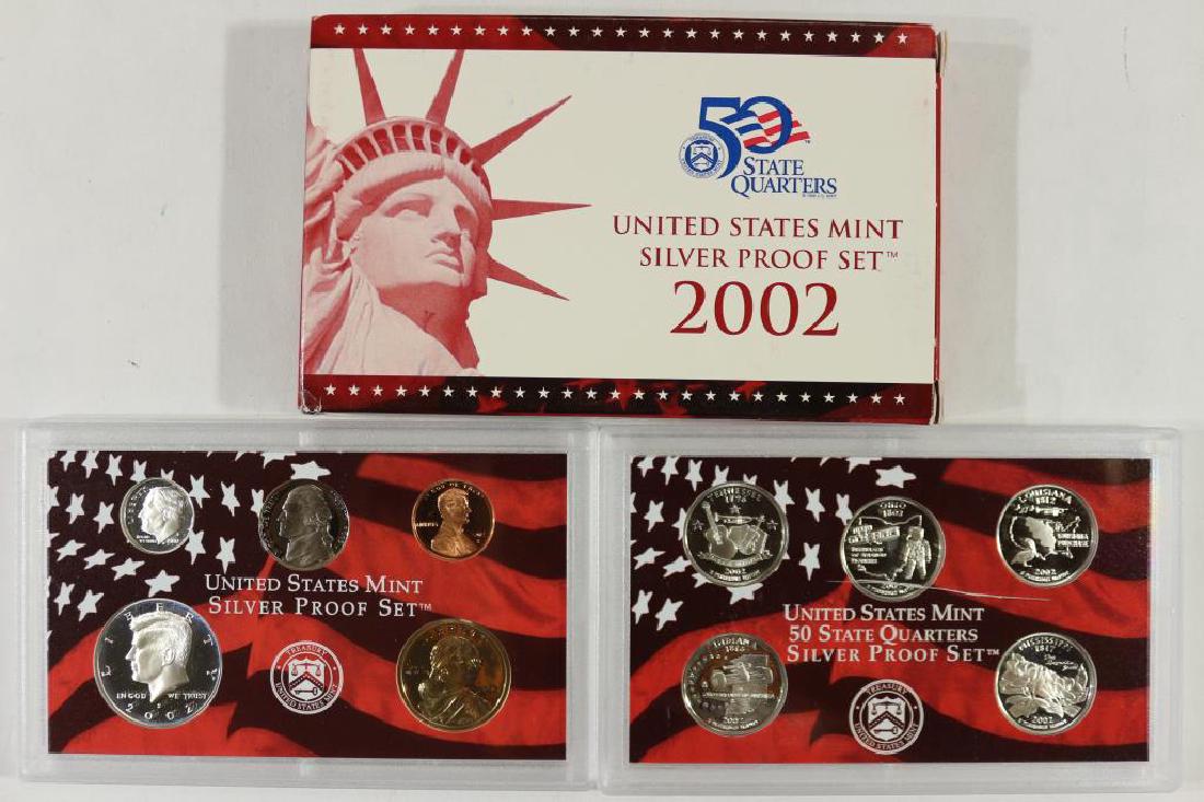 2002 US SILVER PROOF SET (WITH BOX) LENS ON 1/4'S (1 of 2)