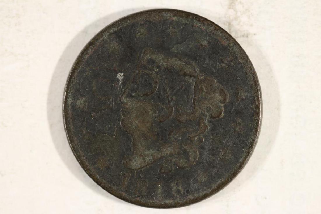 COUNTER STAMPED 1818 US LARGE CENT "DV" (1 of 2)