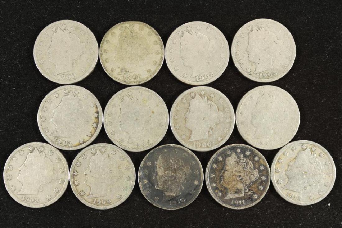 1900-1912 LIBERTY "V" NICKELS ALL DIFFERENT DATES (1 of 2)
