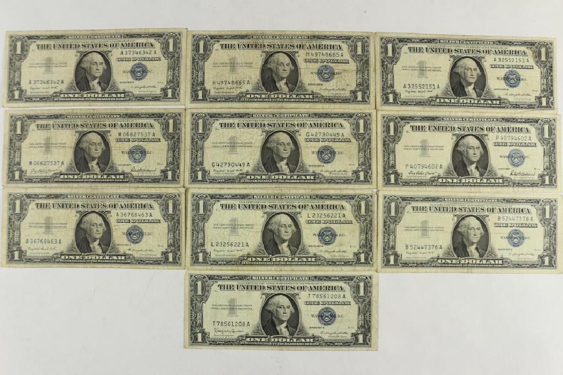 10 ASSORTED 1957 $1 SILVER CERTIFICATES (1 of 2)