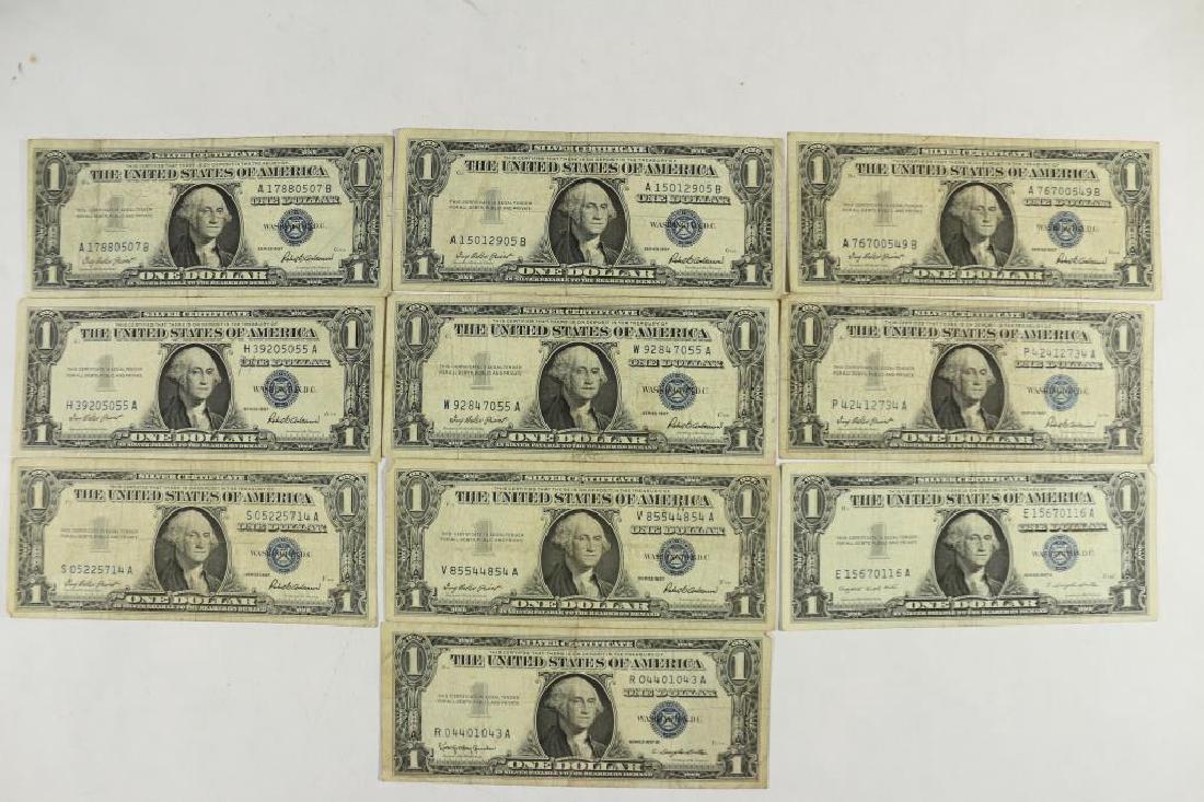 10 ASSORTED 1957 $1 SILVER CERTIFICATES (1 of 2)