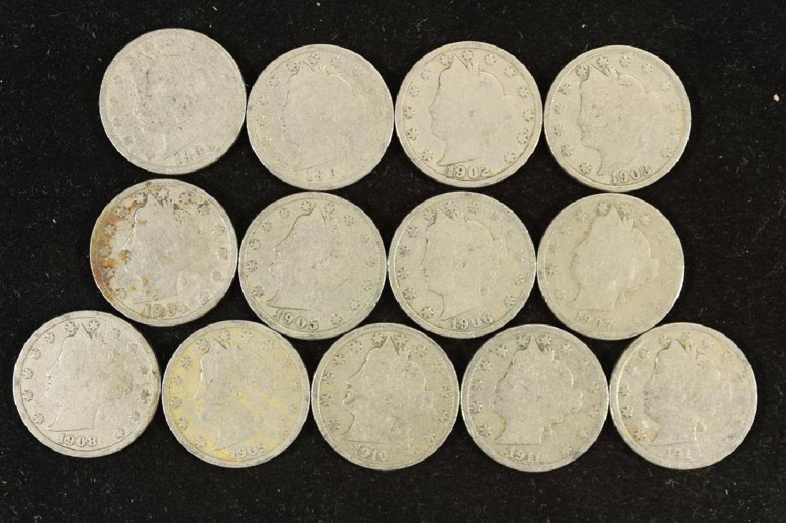 1900-1912 LIBERTY "V" NICKELS ALL DIFFERENT DATES (1 of 2)