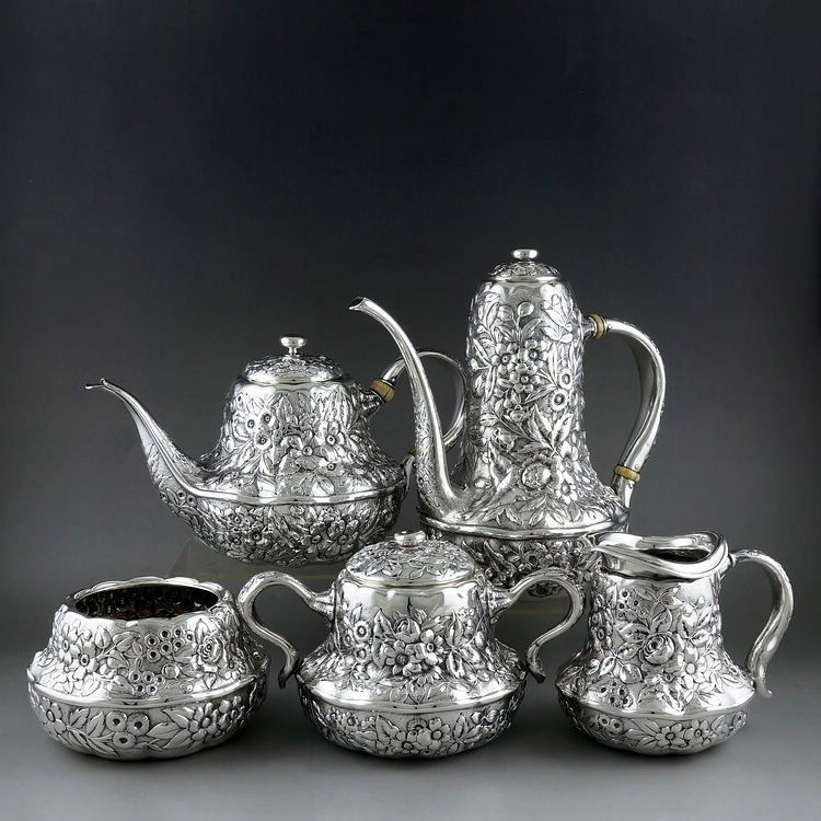 Early American silver teapot high relief (1 of 10)