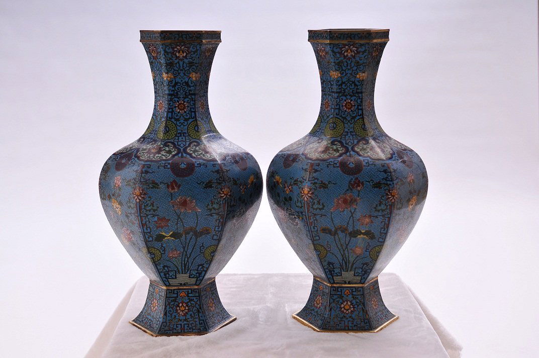 Pair Chinese Imperial Cloisonne Enamel Vase (1 of 4)