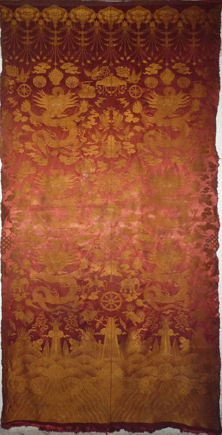 A RARE 18th century Chinese emperor Red-GROUND SILK BRO (1 of 5)