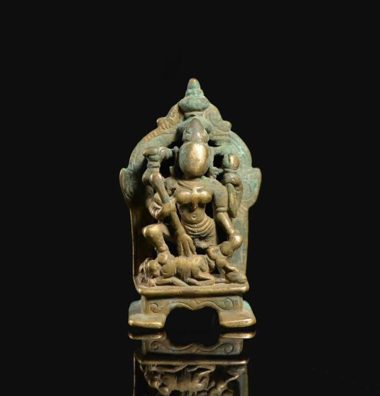 12-13 century copper alloy Northwest Indian goddess Dur (1 of 5)