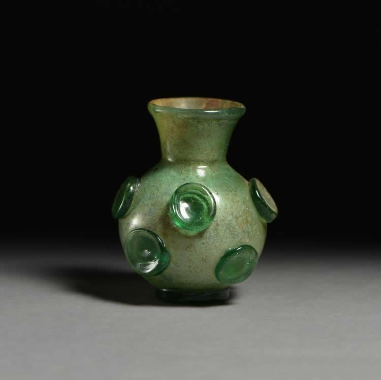 Sassanid pale green glass bottle (1 of 5)