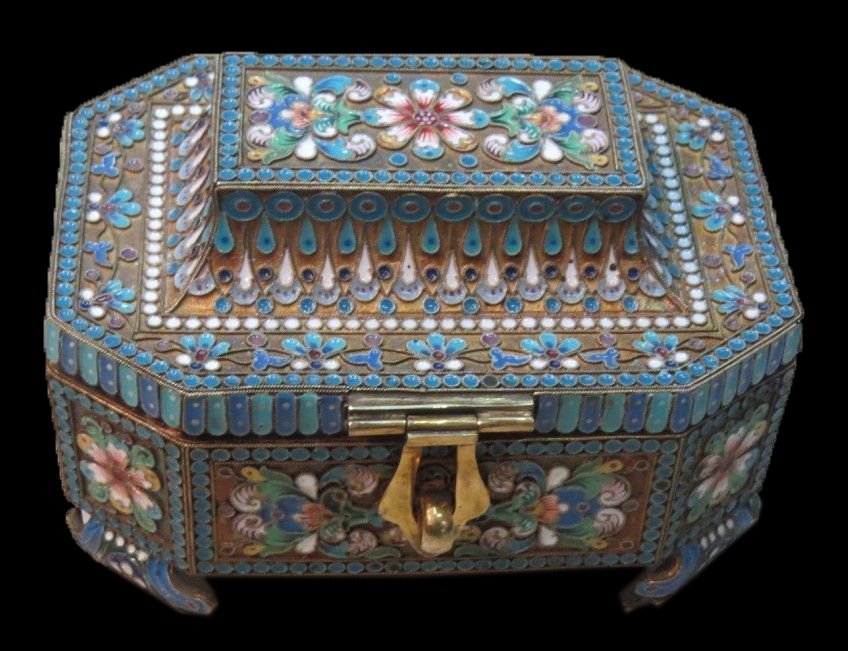 Russian Gilded Silver And Enamel Jewelry Box (1 of 6)