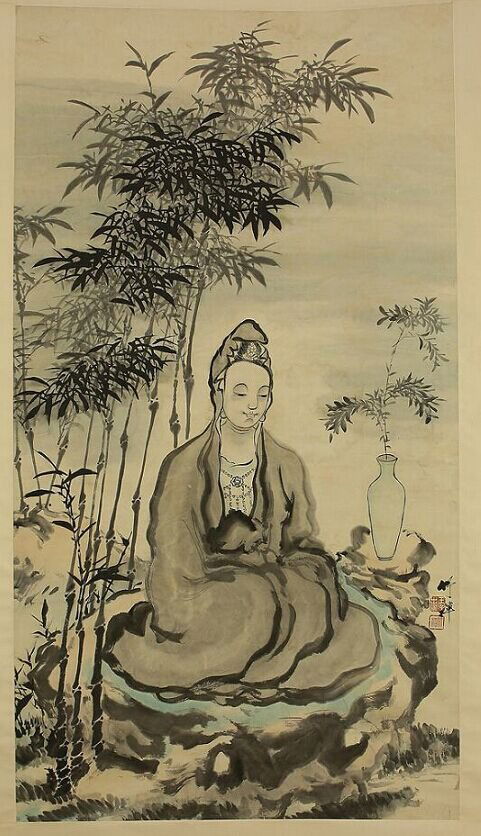 Chinese Qing Dynasty Guanyin painting (1 of 4)