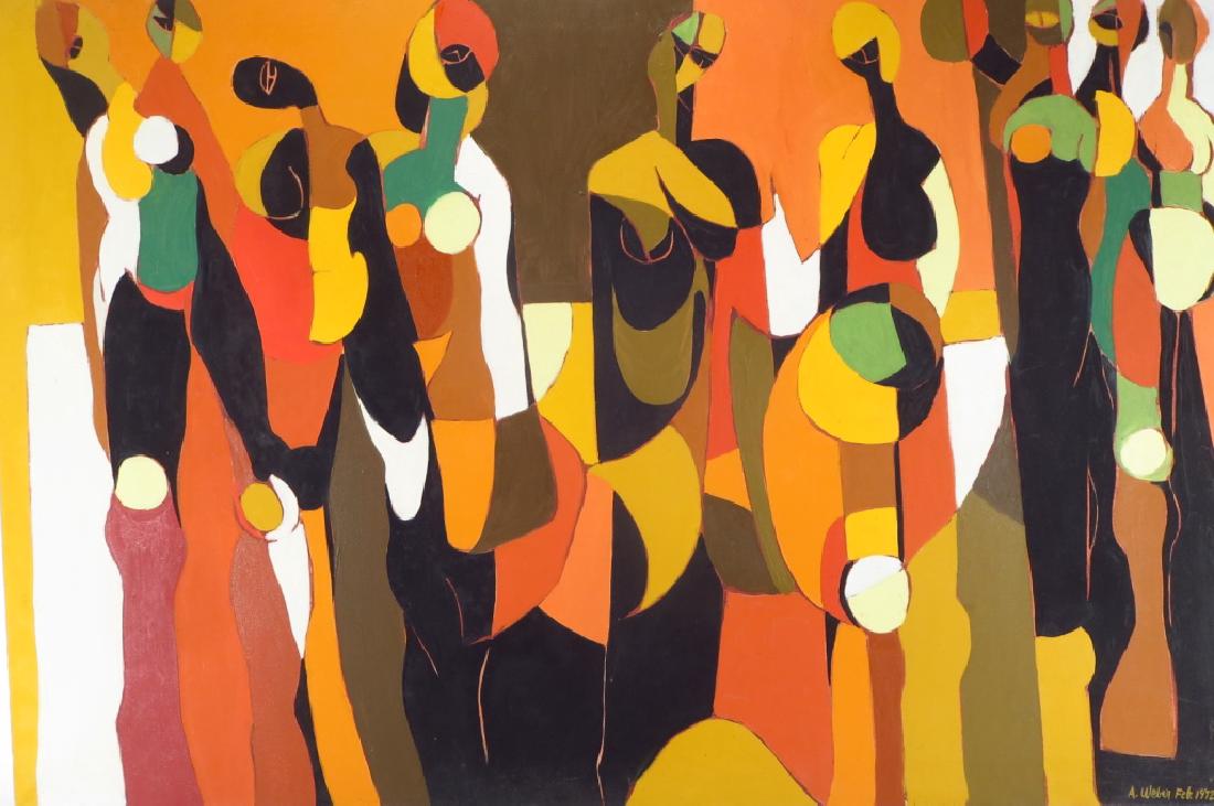 Arnold Weber, Am., 1931-2010, Orange with Females (1 of 3)