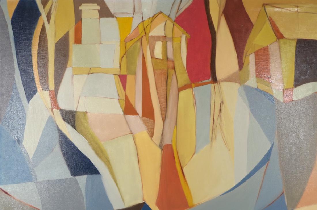 Arnold Weber, Am., 1931-2010, Buildings/Trees: Arnold Weber, American, 1931-2010 o/c, abstract,buildings and trees [ no #] (RRSH2312){PR} Measurements: 32""x44"