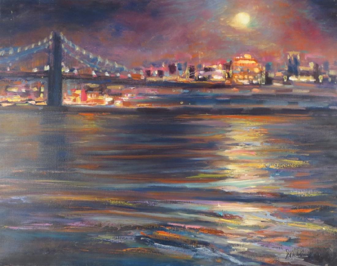 Sandra Rubel, Am., 20th C., Bridge at Night (1 of 4)