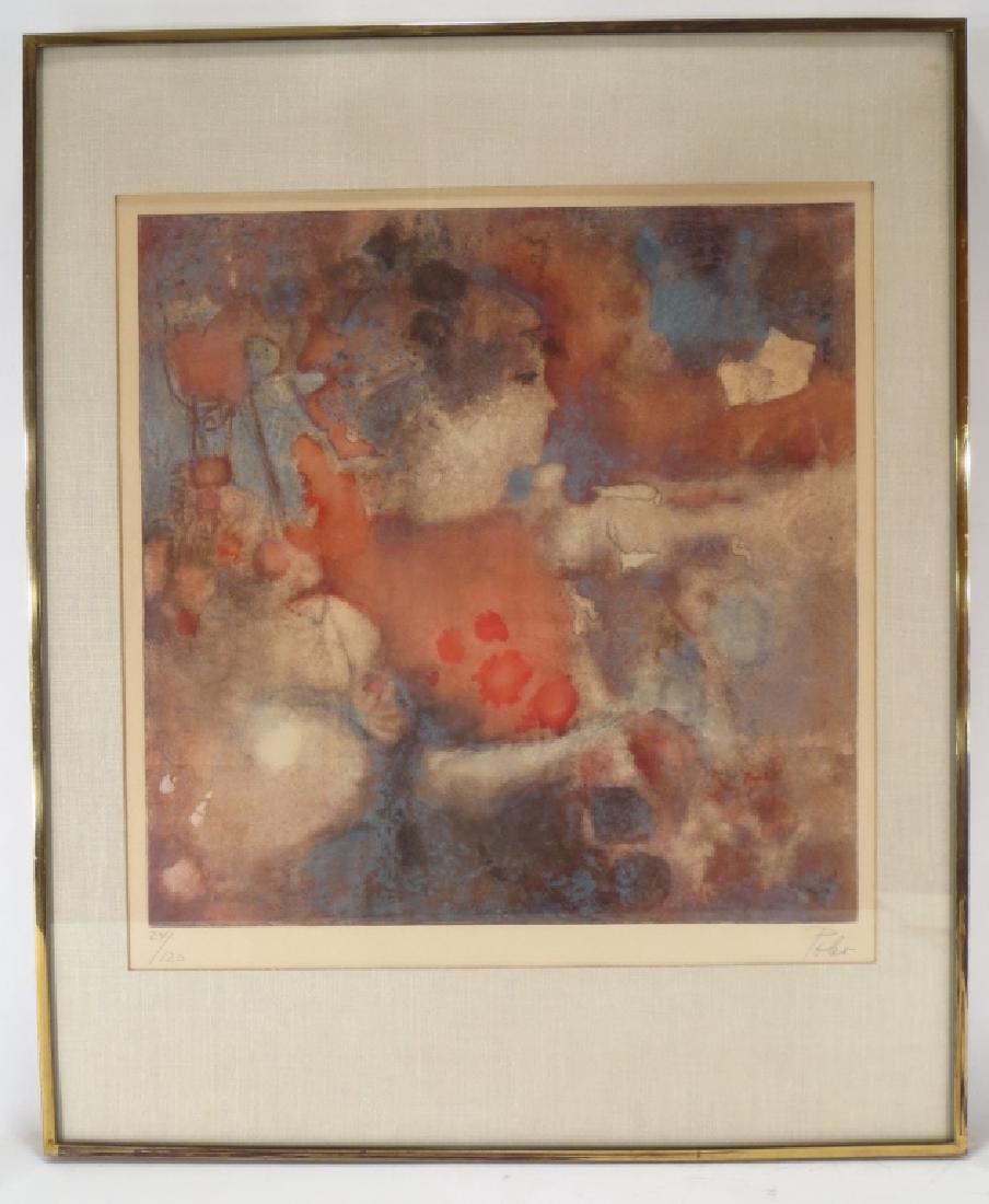 Hector Poleo 1918-1989 Child in Profile Lithograph: Hector Poleo (Venezuela 1918-1989) Child in Profile Lithograph in colors. Signed in pencil lower right "Poleo" Edition # lower left "24/120". (ACOR2401){AC} Measurements: Sight: 18 x 17.5 Frame: 26 x