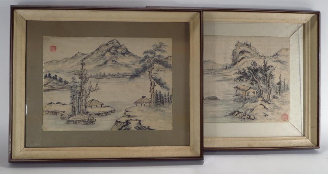 Hur So-Chi,Kor.,2 Landscapes,ink on paper,sealed (1 of 7)