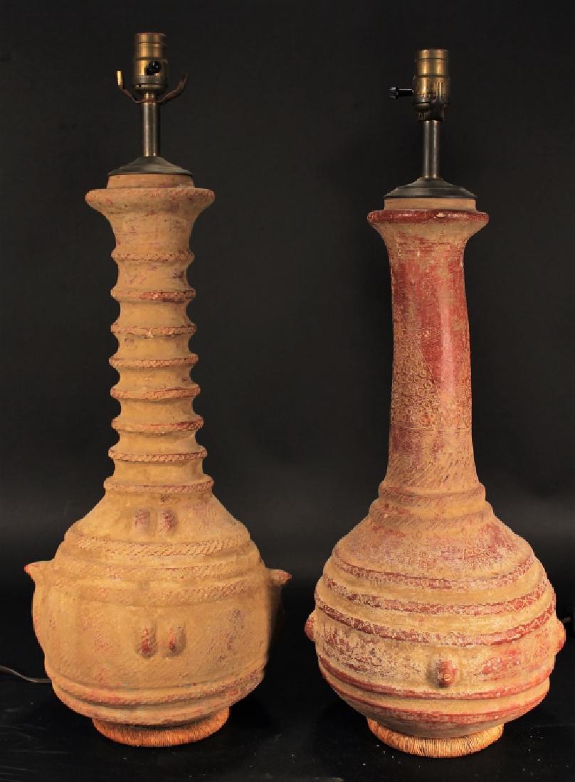 Pair of African Pottery Vases as Lamps c.1920 (1 of 5)