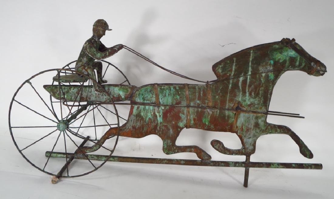 Copper Horse & Sulky Weathervane Sculpture, 20th C (1 of 4)
