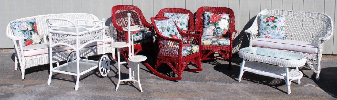 Group of Painted Wicker Garden Furniture, 20th C. (1 of 4)