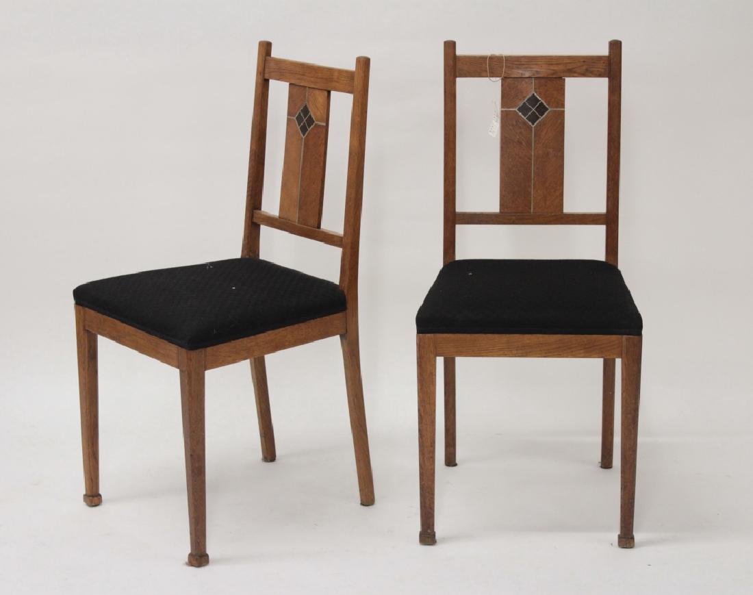 Pair of Arts & Crafts Oak Side Chairs w Inlay (1 of 3)