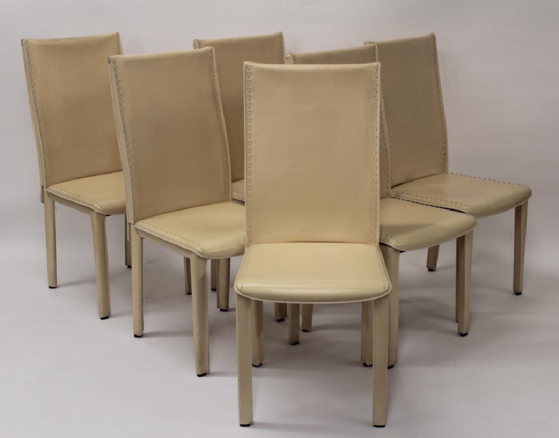 Roche Bobois Cream Leather Dining Chairs (1 of 4)