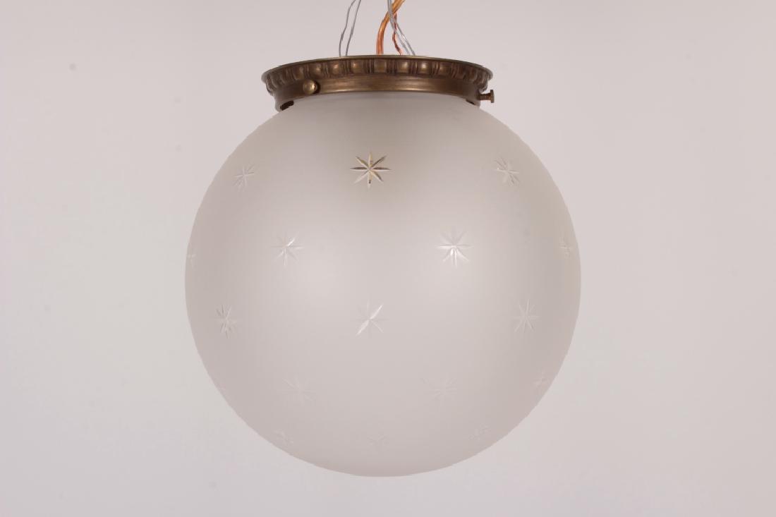 Vaughan Brass/Etched Glass Ceiling Light (1 of 3)