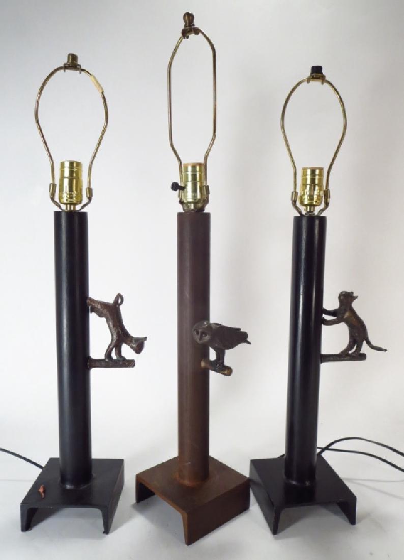 3 Bronze & Steel Figural Lamps (1 of 5)