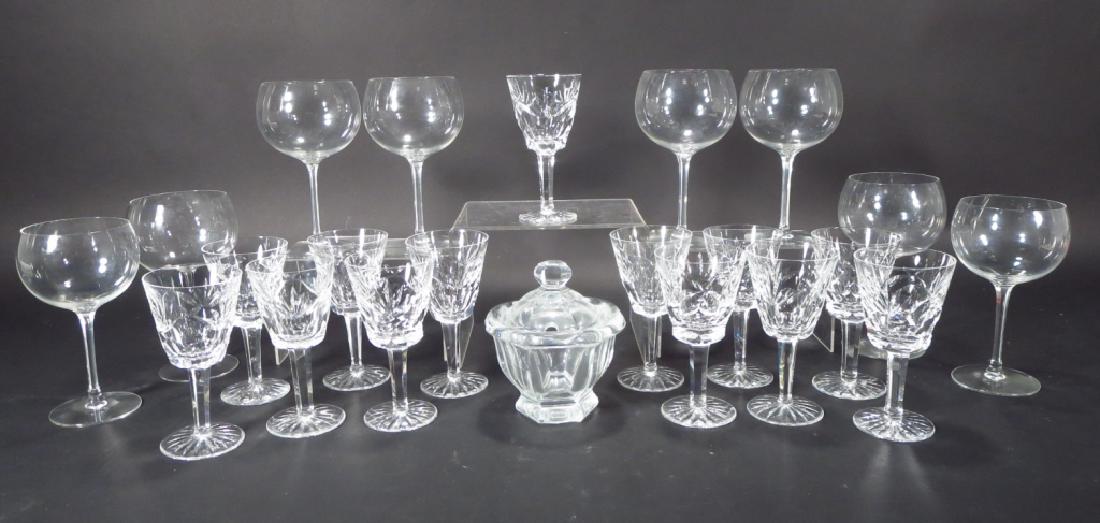 Group of Waterford & Baccarat Stemware & Baccarat: Group of Glassware including 13 Waterford white wine glasses, and 8 Cartier red wines; together with a Baccarat condiment dish. (JWHI2229/22){WK} Property Title: From the Estate of John C. Whitsell II