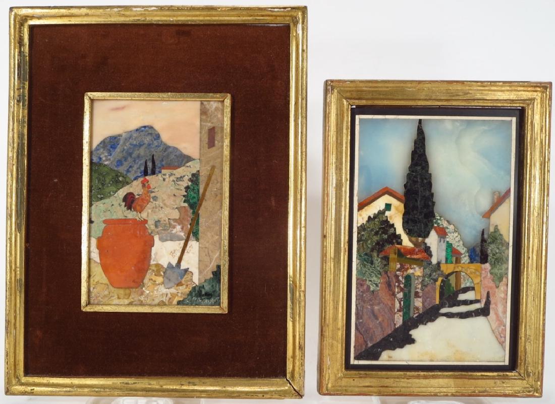 2 Pietra Dura plaques signed Menegatti (1 of 5)