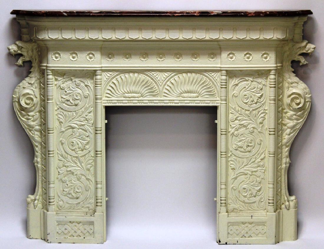 Cast Iron Fireplace Surround w/ Marble Top (1 of 6)