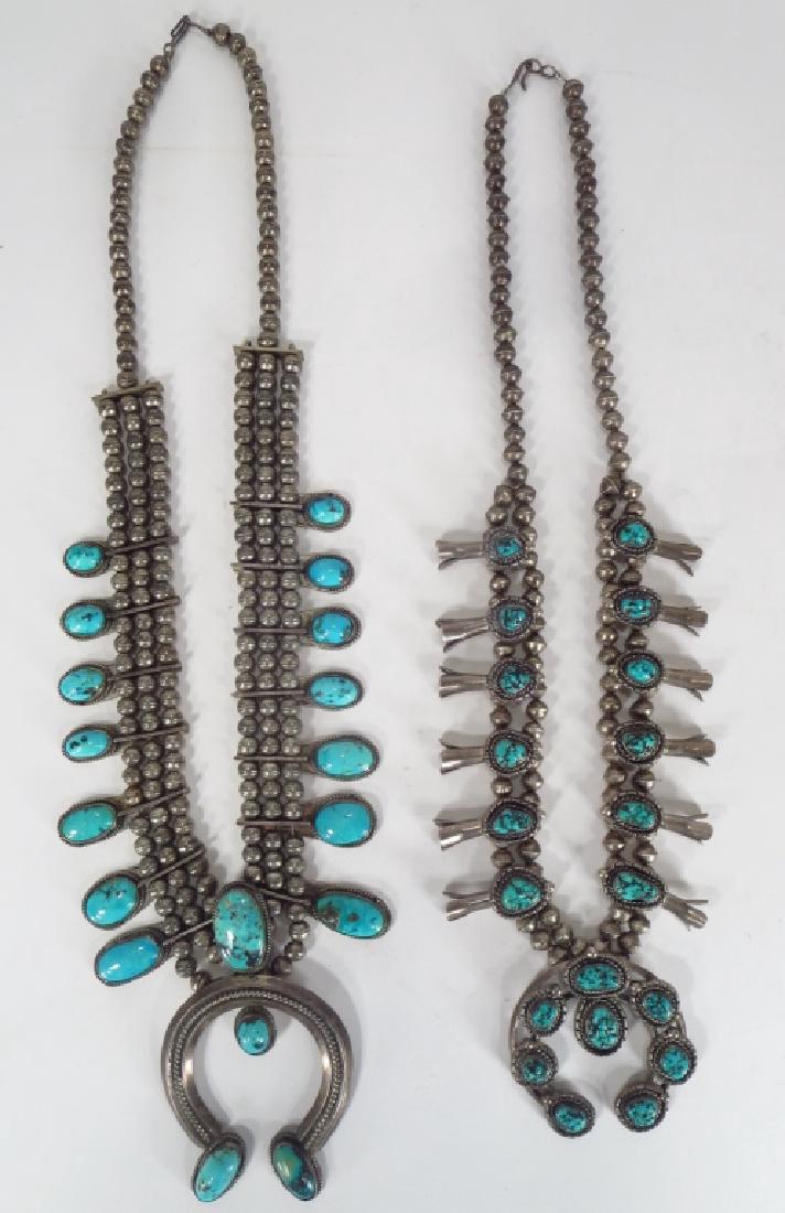 2 Silver & Turquoise Squash Blossom Necklaces (1 of 5)