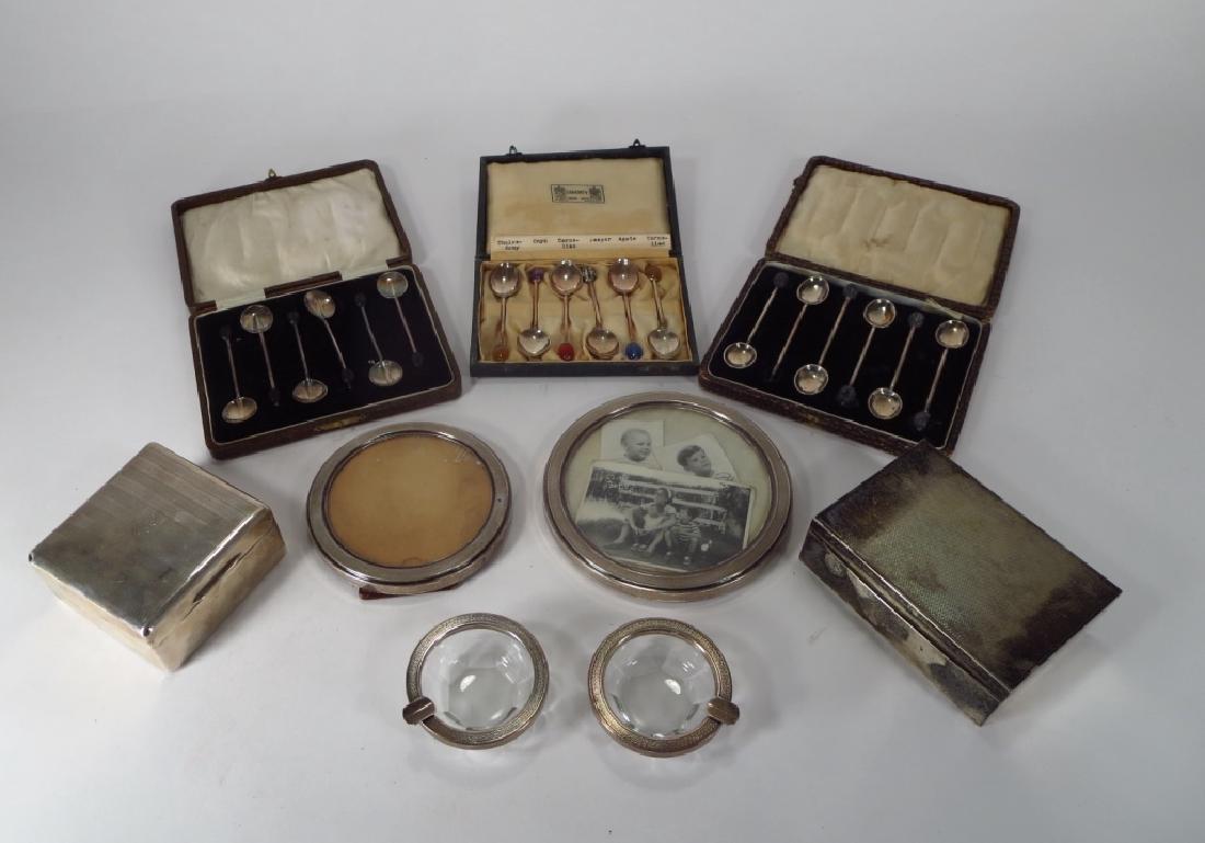 9 Sterling Mounted Articles; boxes, spoons, etc. (1 of 6)