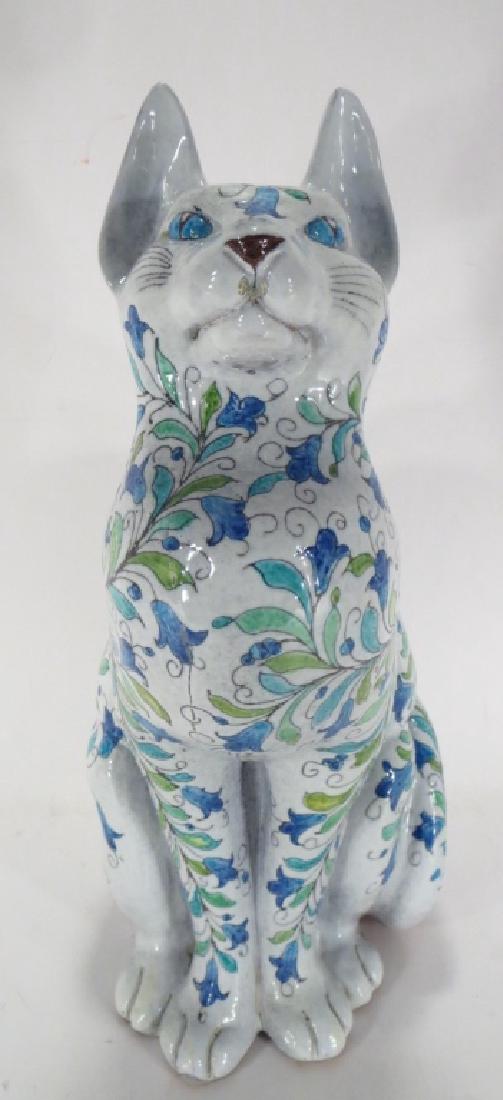 Large Italian Glazed Terra Cotta Seated Cat,20th C (1 of 6)