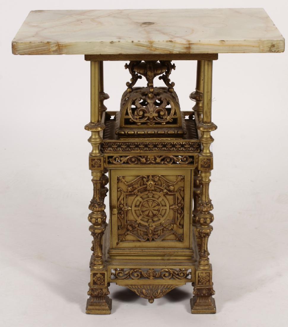 Side Table w Onyx Top & Gilt Bronze Clock Base (1 of 5)