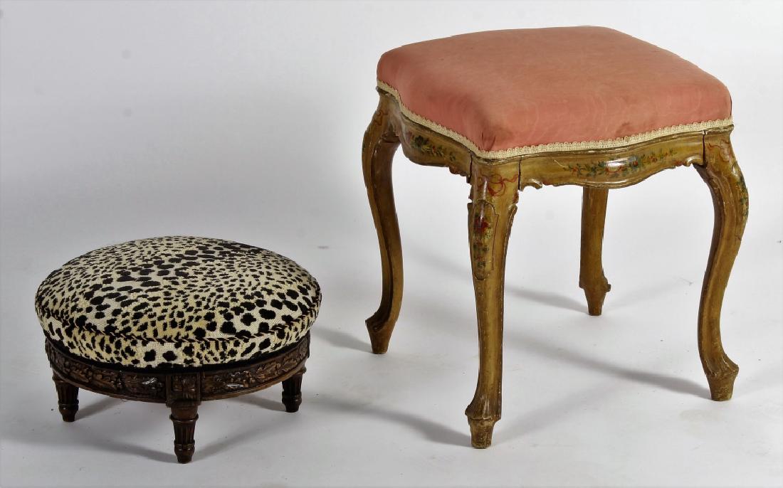 Two Continental Stools,One w Painted Finish,19th C. (1 of 4)