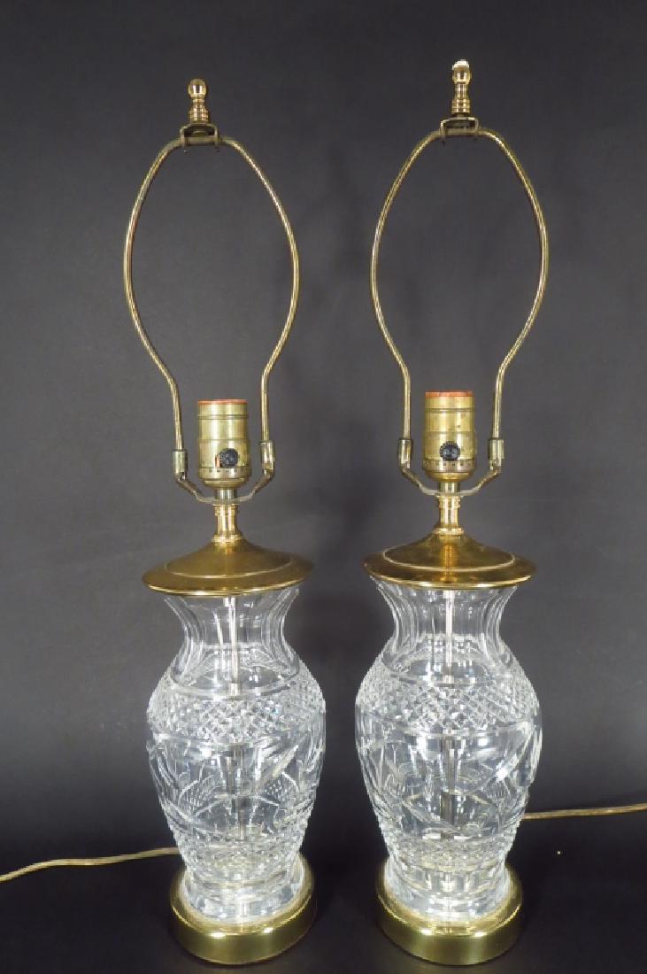 Pair of Waterford Glass Table Lamps, Brass Mounts (1 of 4)